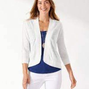 Tommy Bahama Lea Open Cardigan S White Linen